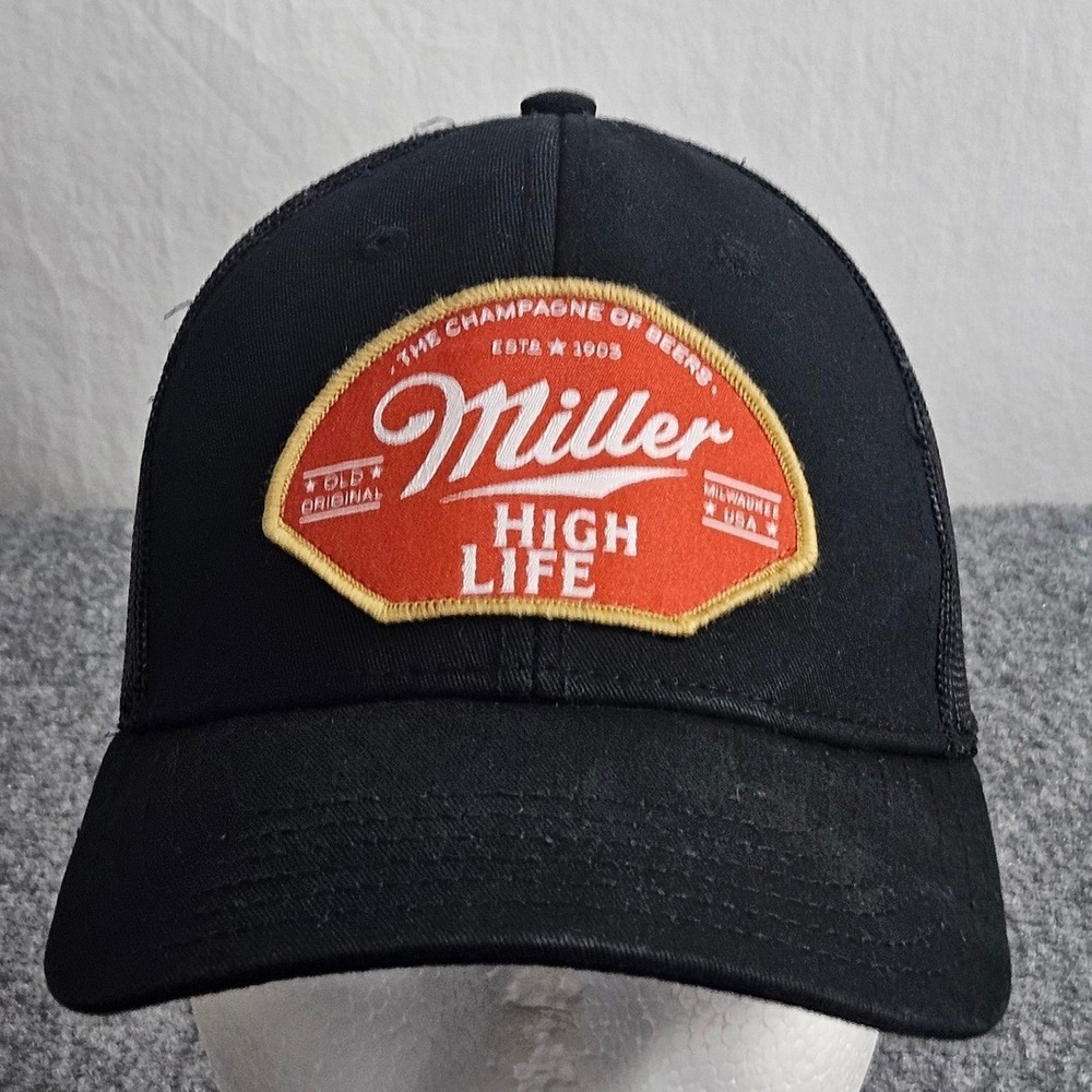 Miller High Life Beer Hat Black Trucker Snapback Beer Festival Promo Cap